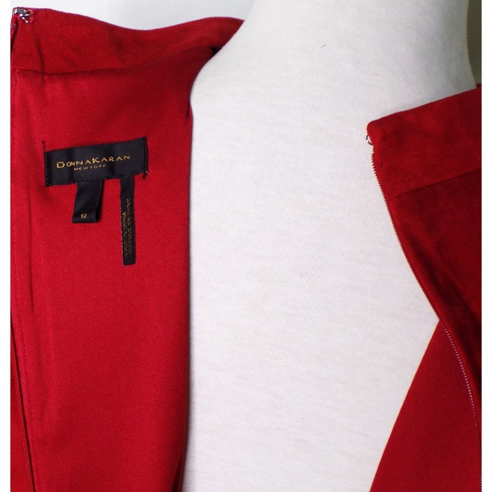 🆕 DONNA KARAN Faux Suede A-Line Mock Neck Dress Rust 12 - Picture 10 of 10